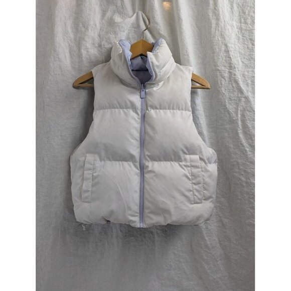 All in motion women's small reversible white and periwinkle zip up puffer vest - Picture 1 of 5